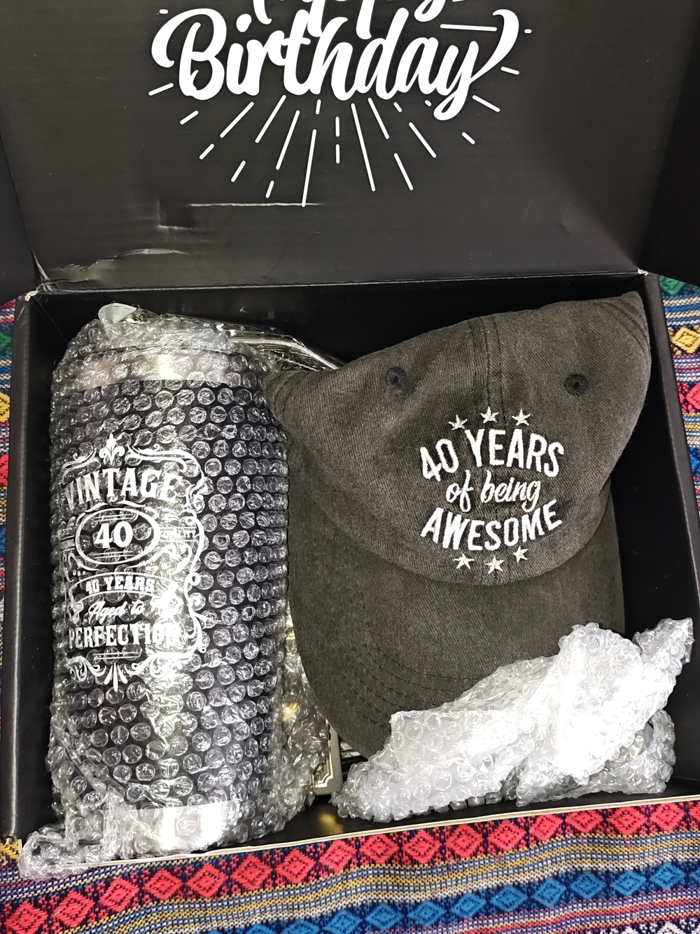 Vintage Black & White 40th Celebration Tumbler & Pen Gift Set
